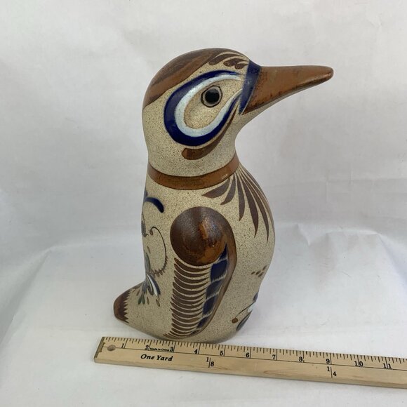 Vintage Tonala Bird Figurine Hand Painted Mexican Folk Art Pottery MB Penguin - Picture 13 of 13